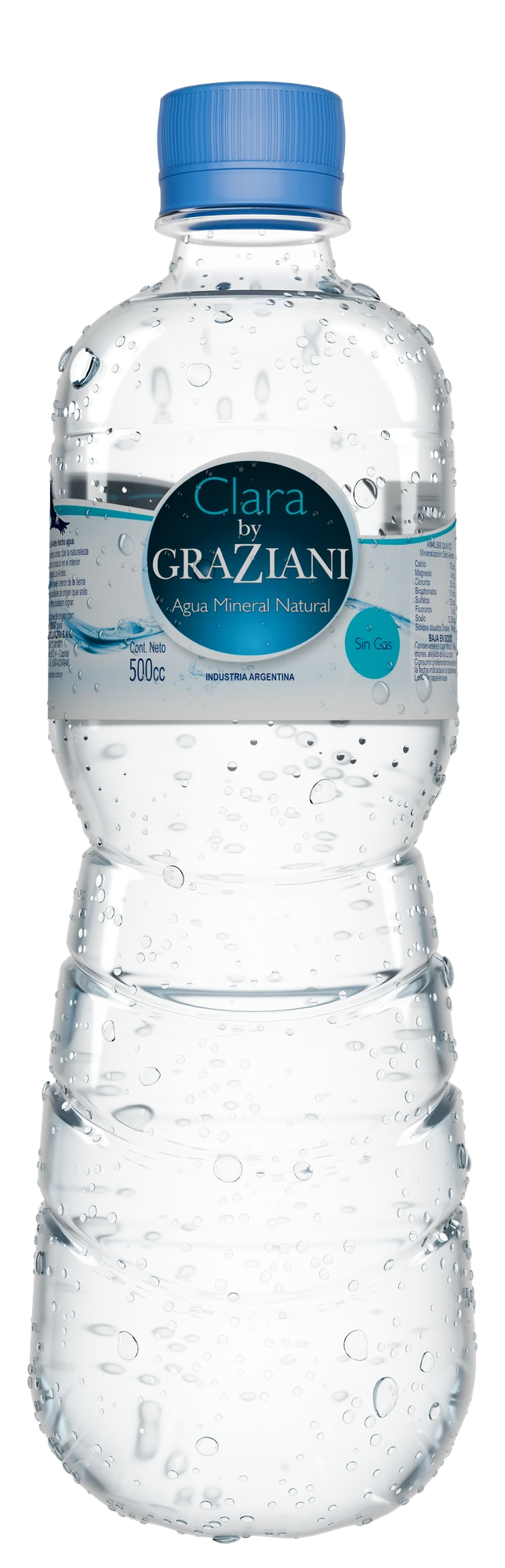 Botella Clara by Graziani, agua mineral natural 500 cc